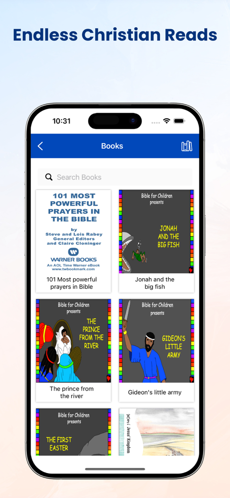 A digital library of Christian books and Bible stories for children in the NIV app