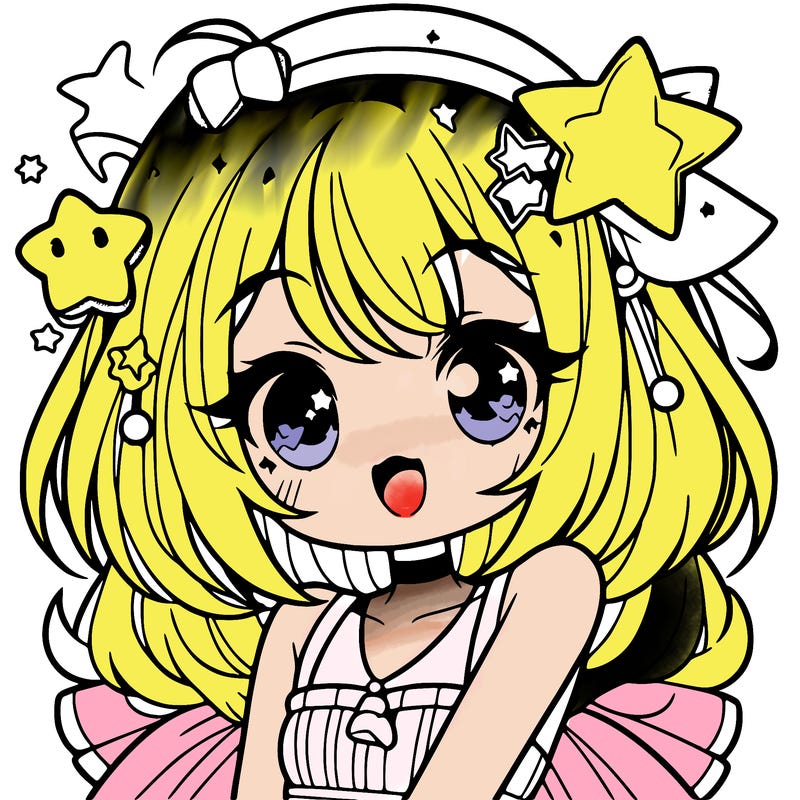 cute anime girl with star accessories