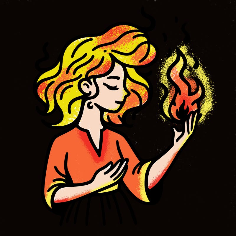 woman with fire