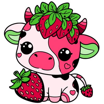 cute strawberry cow