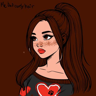 realistic girl with a high ponytail