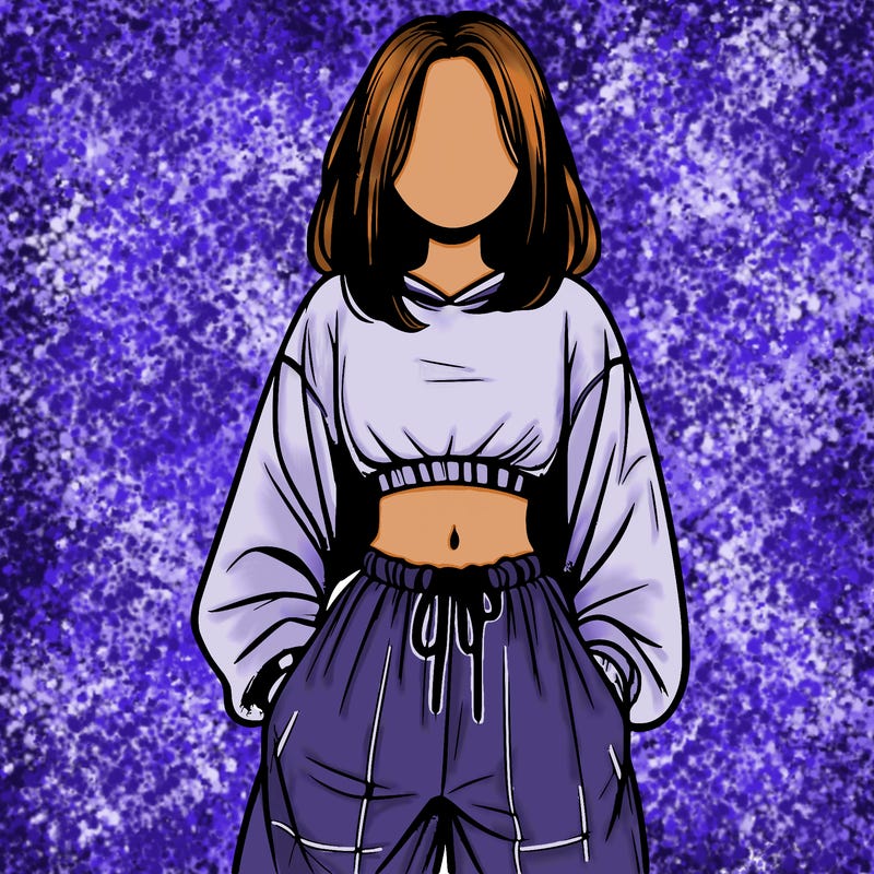 realistic girl faceless with baggy pants and a crop top