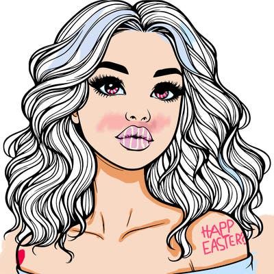 realistic girl with wavy hair and lips