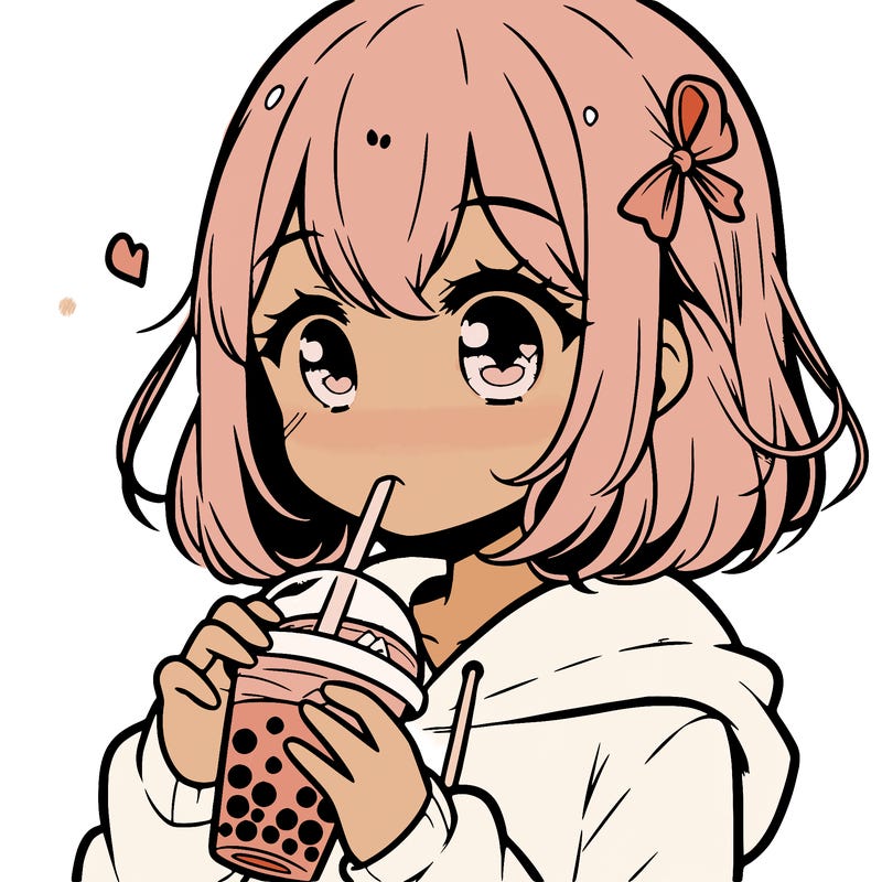 manga girl drink boba