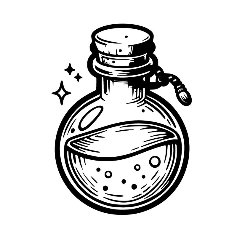 a realistic and detailed magic potion bottle