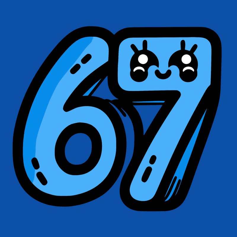 the numbers 67
