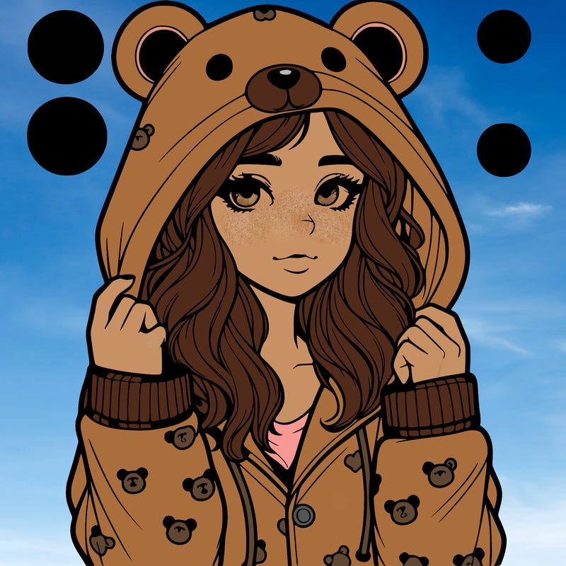 realistic girl in a animal pjs hoodie