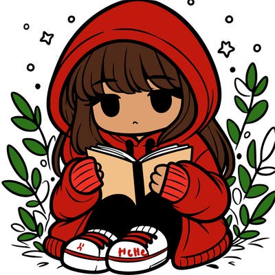 girl in oversized hoodie reading a book