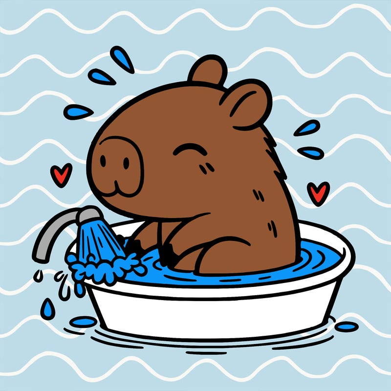 capybara taking a bath