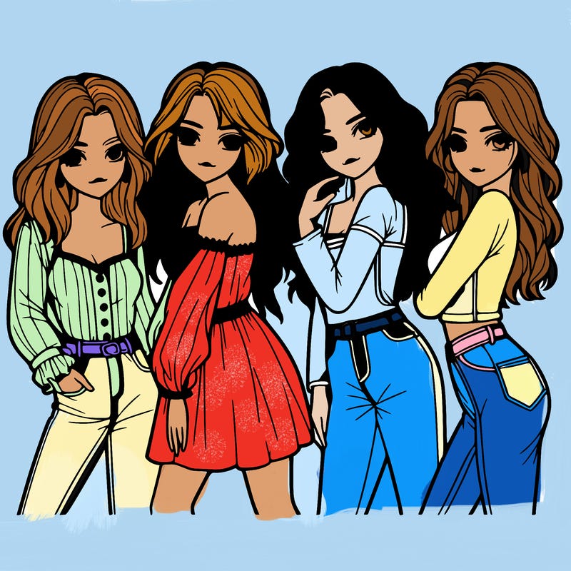 four beautiful girls posing