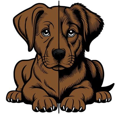 realistic dog split picture