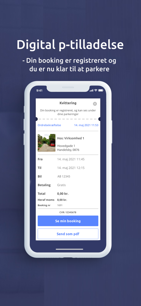 Visitors - Una pantalla de smartphone mostrando un permiso de estacionamiento digital y un recibo de reserva dentro de la aplicación Visitantes