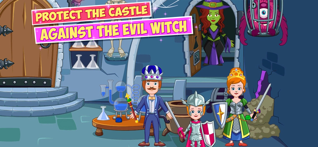 Um rei, um cavaleiro e uma rainha juntos para proteger o castelo de uma bruxa malvada e um monstro enjaulado.