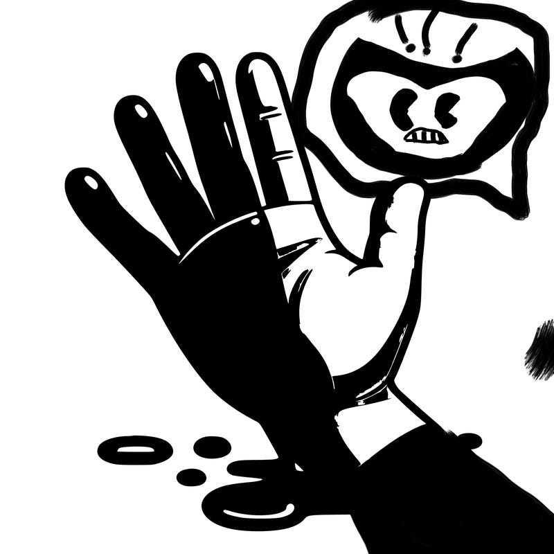 a spilt one side is a hand with green and the other side the hand is skin color