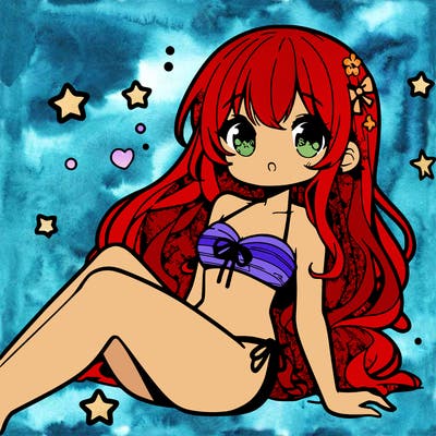 cute anime girl in a bikini