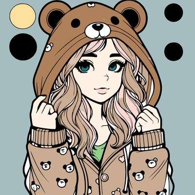 realistic girl in a animal pjs hoodie
