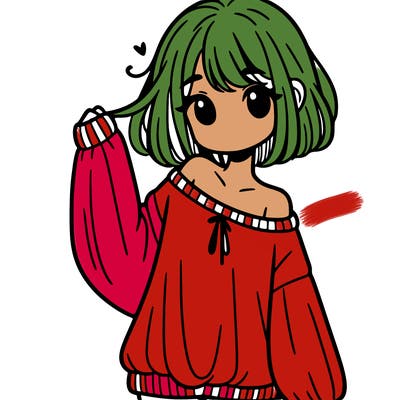 girl in baggy sweater hanging off her shoulder