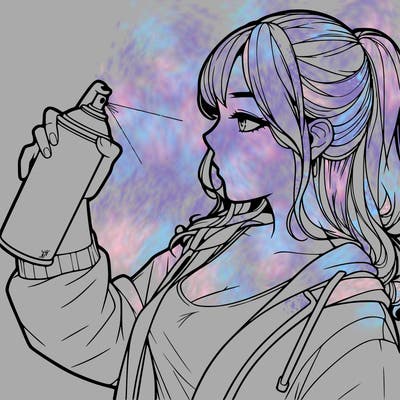 a realistic girl spray, painting