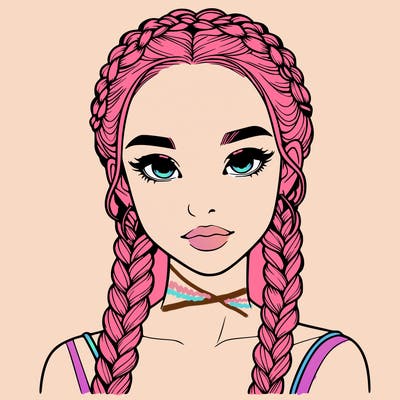 realistic girl with braids