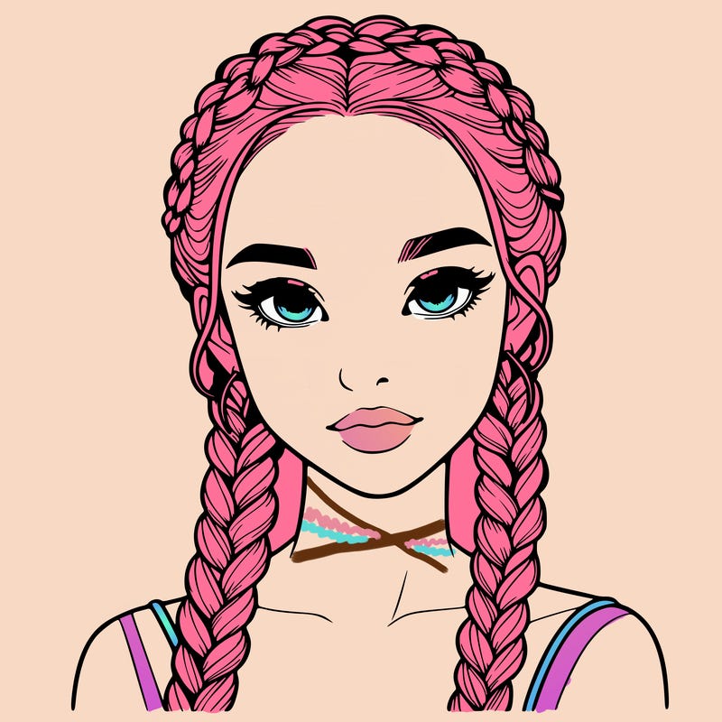 realistic girl with braids