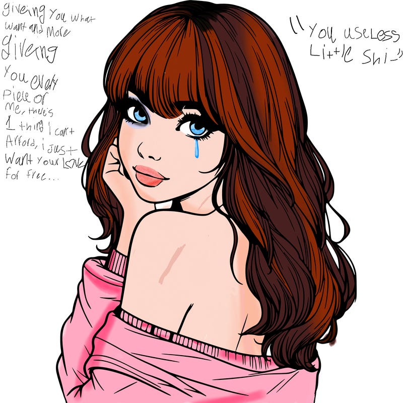 realistic girl with bangs looking over her shoulder