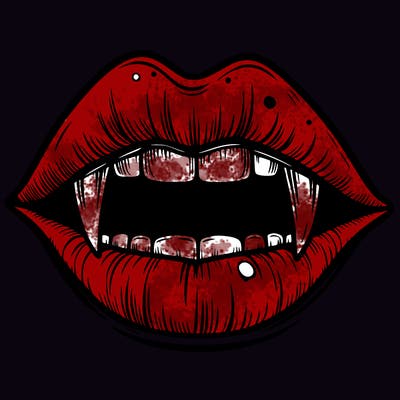 lips with vampire teeth