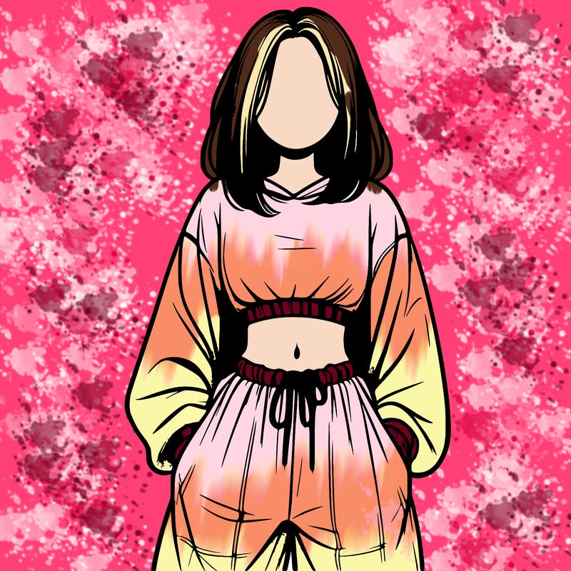 realistic girl faceless with baggy pants and a crop top