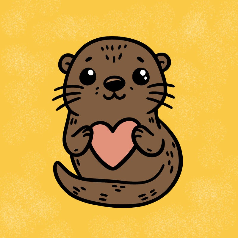 otter with a heart