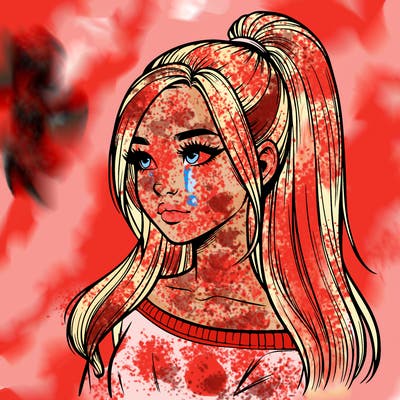 realistic girl with a high ponytail