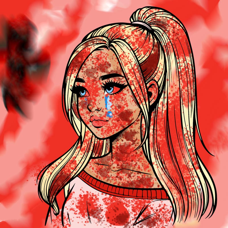 realistic girl with a high ponytail