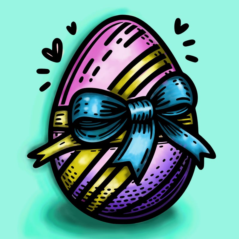 large chocolate egg with ribbon