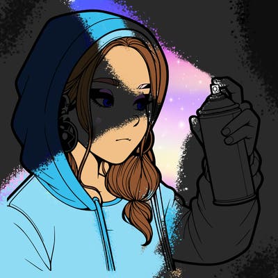 a realistic girl, spray painting