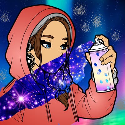 a realistic girl, spray painting