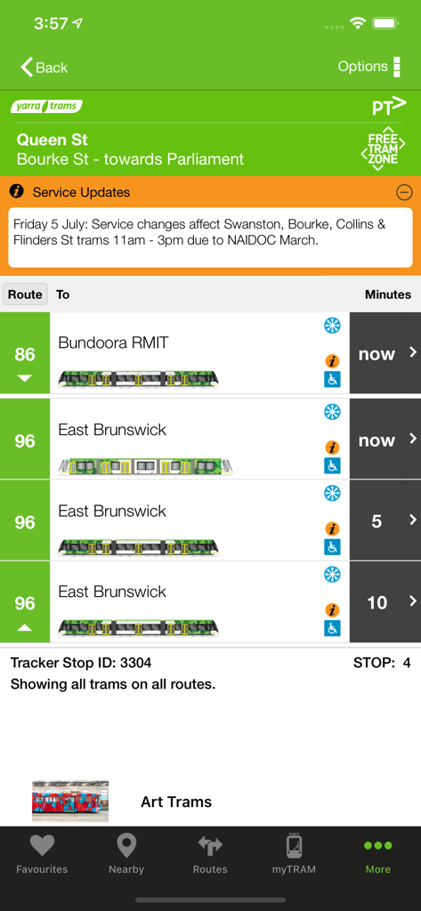 tramTRACKER - Real-time tram arrival times and service alerts for Melbourne trams in the tramTRACKER app.