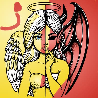 realistic angel half demon