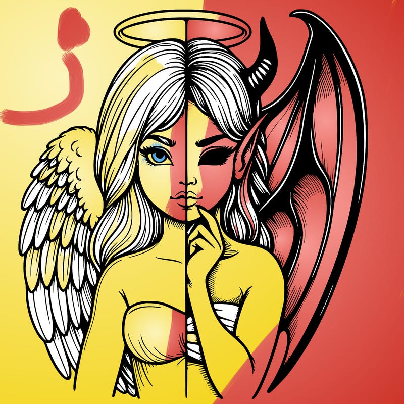 realistic angel half demon