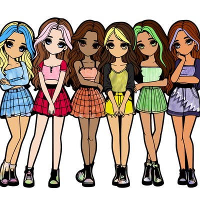 a group of girls realistic