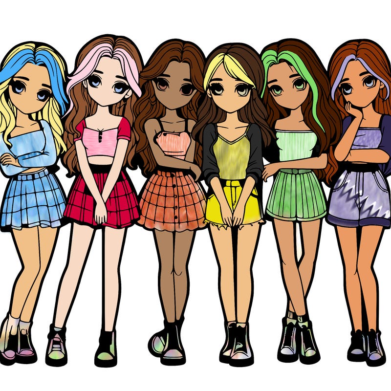 a group of girls realistic