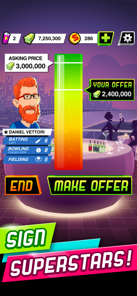 Negotiating to sign a superstar cricket player in Stick Cricket Super League