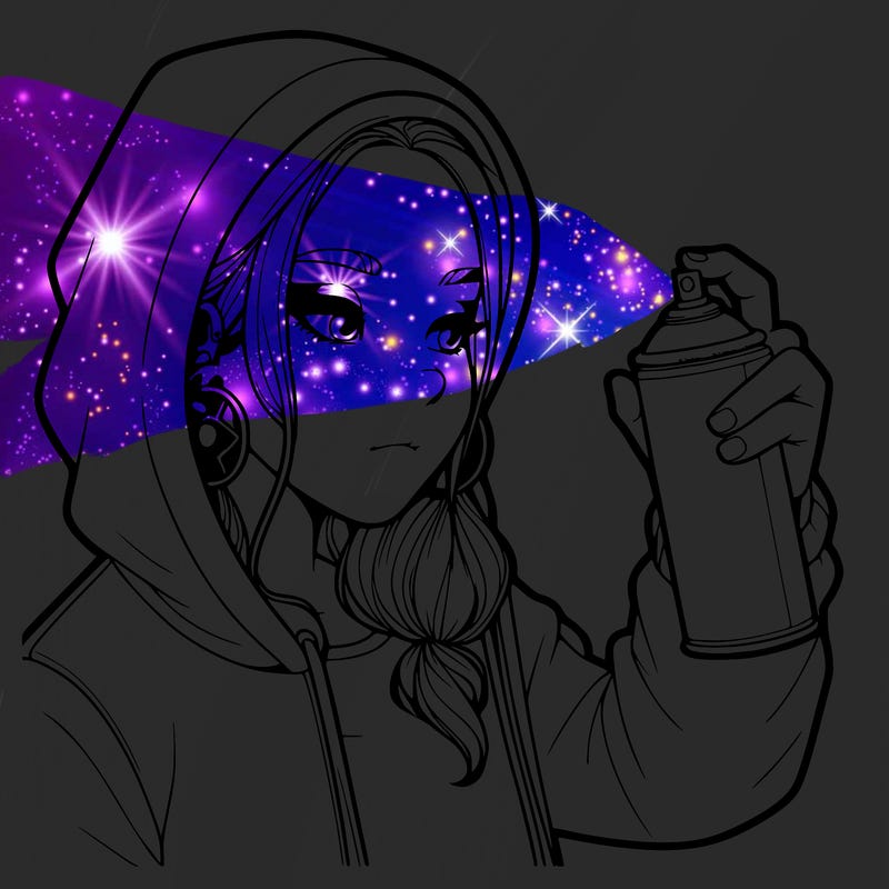 a realistic girl, spray painting