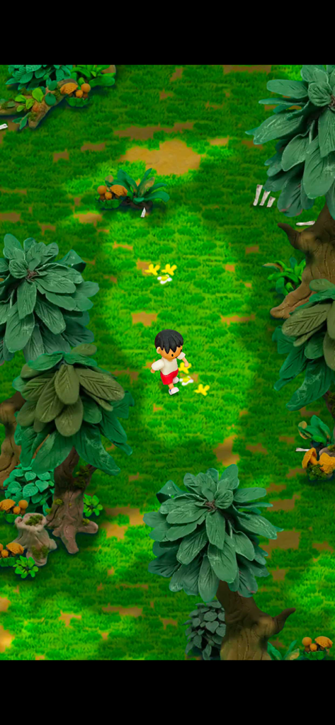 Clay Island - survival games - A clay character exploring a lush green forest on Clay Island.