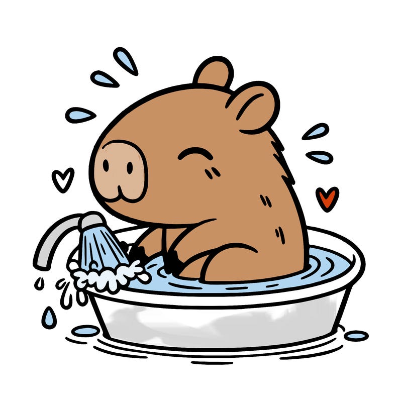 capybara taking a bath
