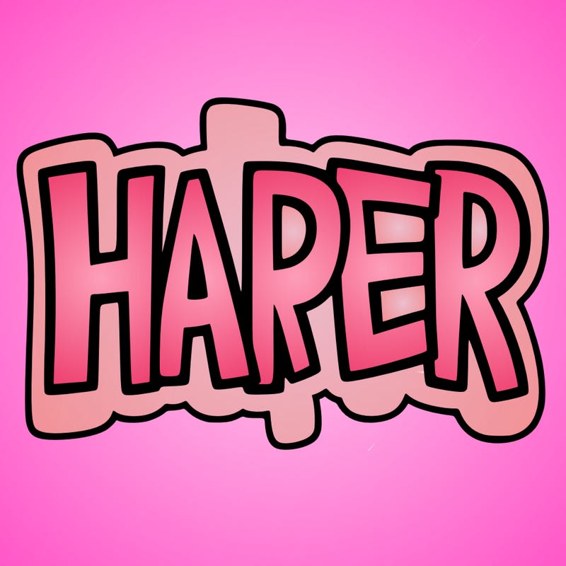 the word harper with a sticker font with a blank background