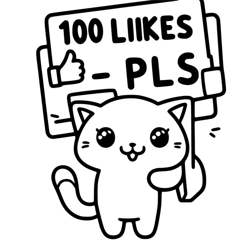 cat holding a sign saying 100 likes pls