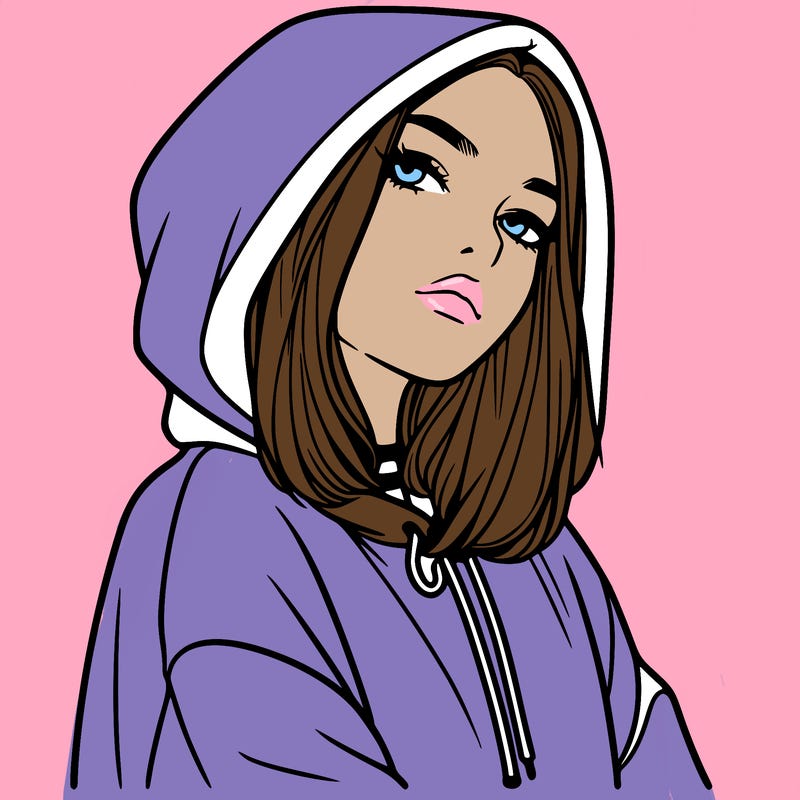 a realistic girl in a hoodie
