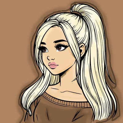 realistic girl with a high ponytail