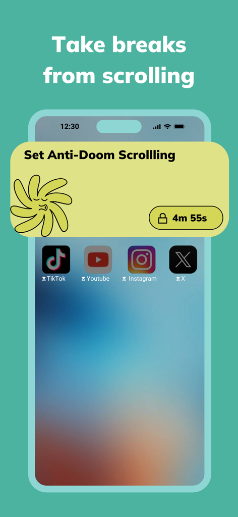 Detox app interface showing a timer to set a limit on social media scrolling.