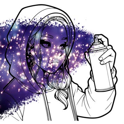 a realistic girl, spray painting