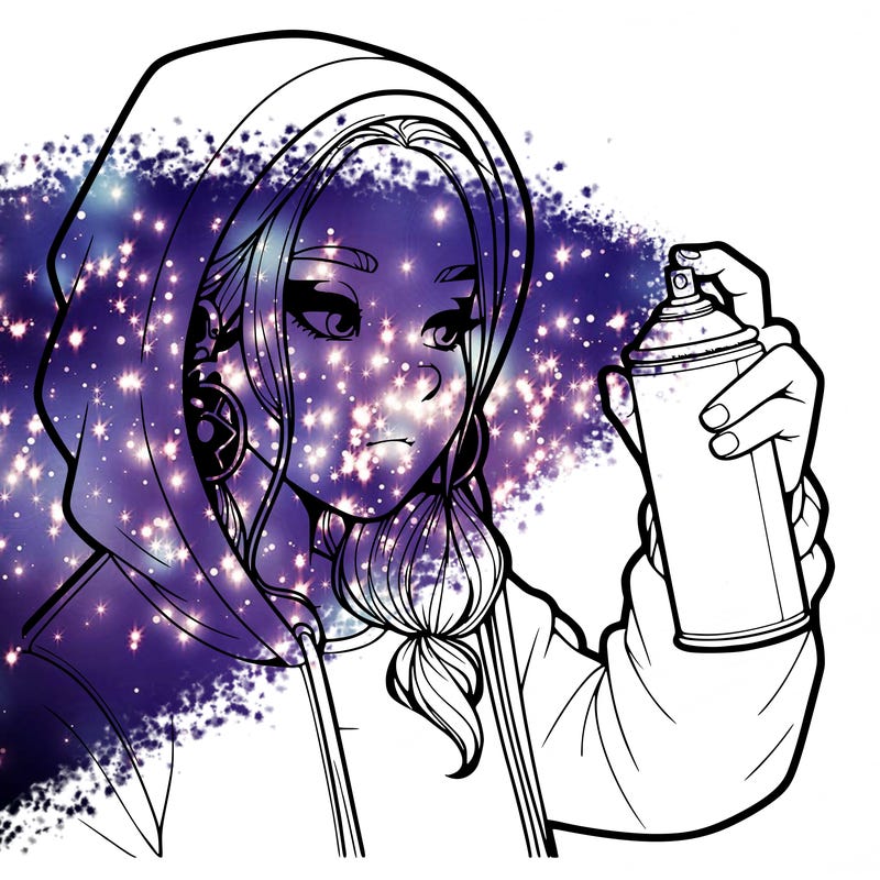a realistic girl, spray painting