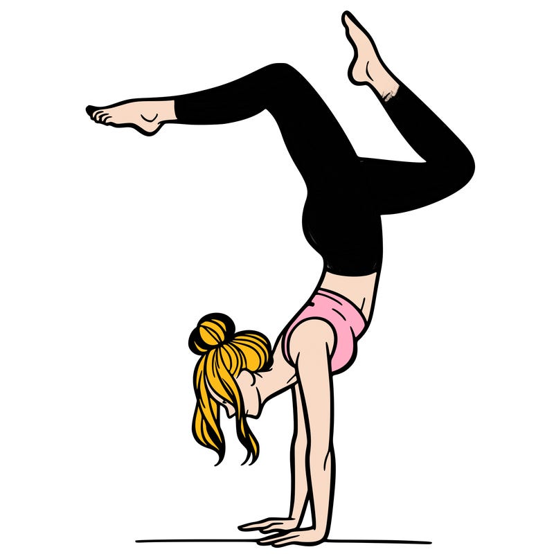 a woman doing a handstand